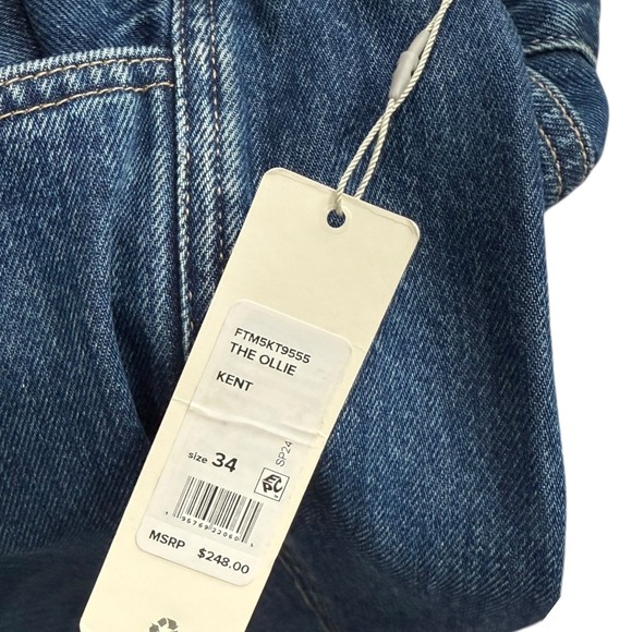 Favorite Daughter The Ollie Kent Baggie Wide Leg Jeans Size 34 Dark Denim NEW - Picture 4 of 8